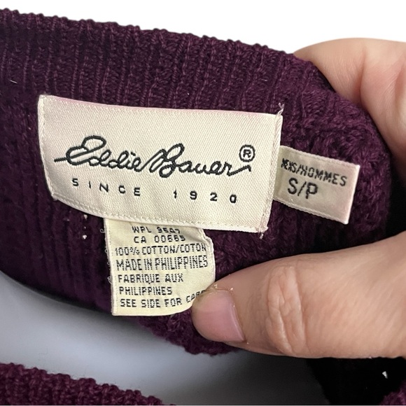 Vintage Eddie Bauer Purple Knit Sweater Cotton Oversized Mens Size Small S - Picture 4 of 6